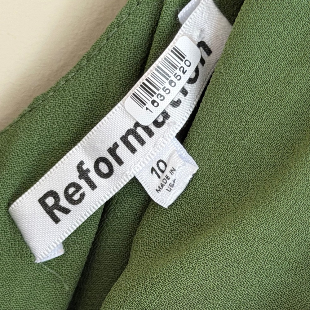 Reformation Evelyn One Shoulder Maxi Dress 10 Green Floral Print Front Slit $349 - Picture 8 of 8